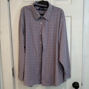 Lands' End Men's Red and Blue Plaid Button Down Shirt